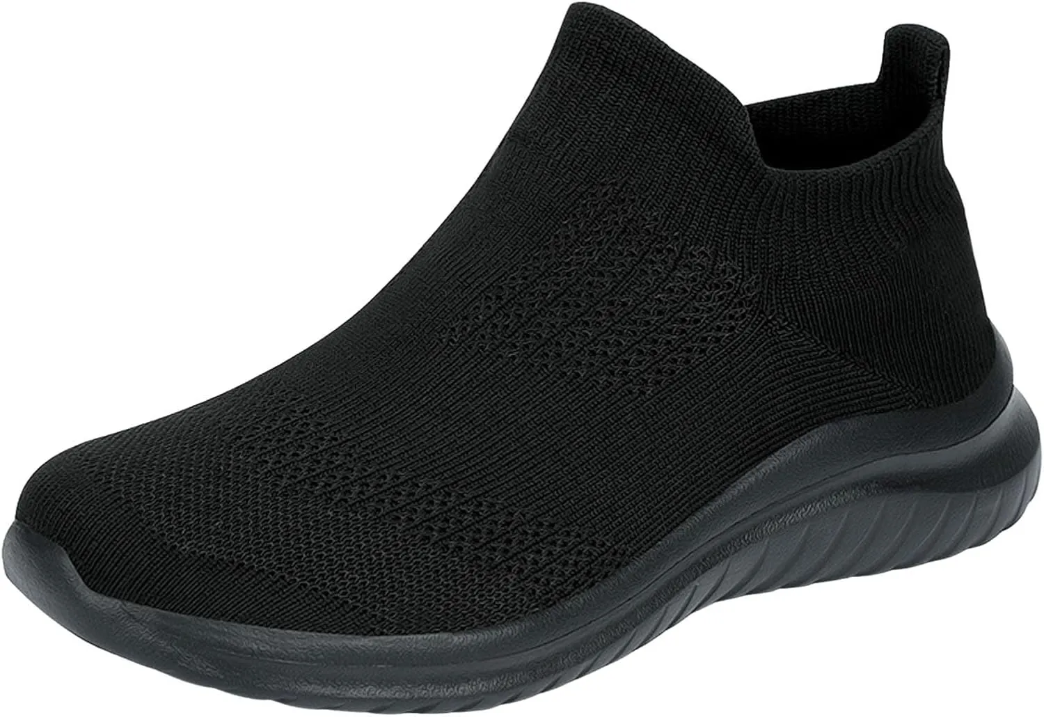 Mens Lightweight Slip on High Top Sneakers: Breathable Mesh Running Walking Shoes with Non Slip Rubber Outsole & Orthopedic Sole for All-Day Wear Arch Support Black Sneaker Men