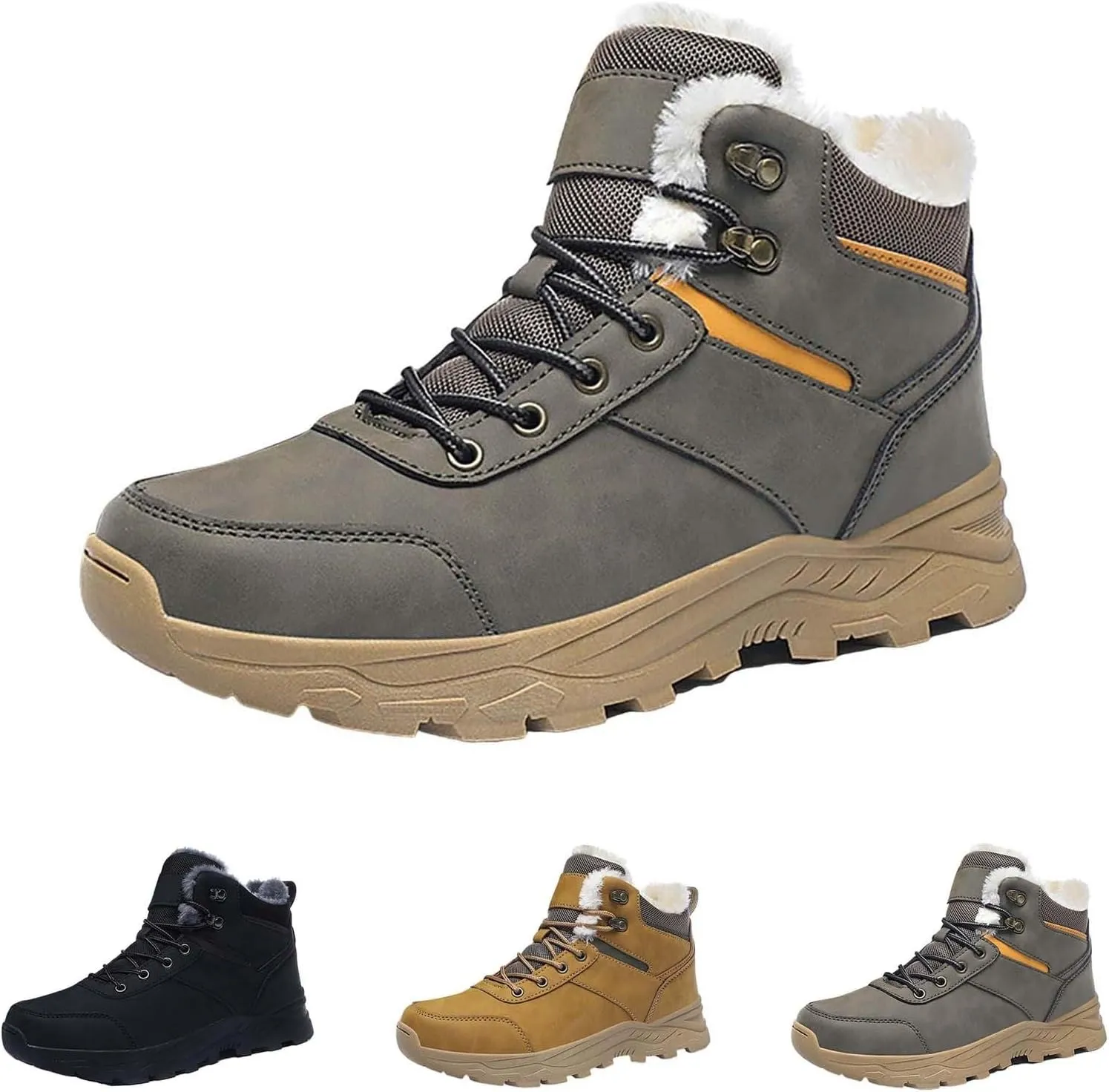 Men's Work Boots Soft Toe Hiking Sneakers Fur Lined Ankle Boot Womens Working Shoes Winter Winter Backpacking Snow Botas Warm Water Hike Grounded Footwear