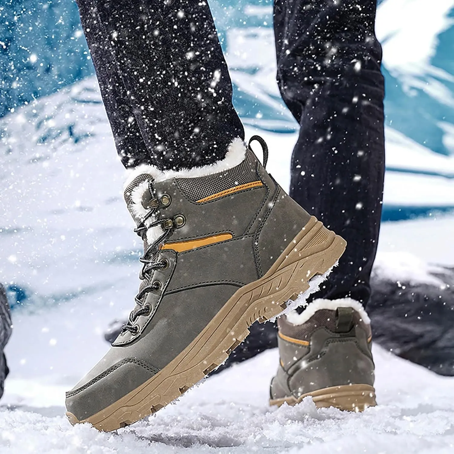 Men's Work Boots Soft Toe Hiking Sneakers Fur Lined Ankle Boot Womens Working Shoes Winter Winter Backpacking Snow Botas Warm Water Hike Grounded Footwear