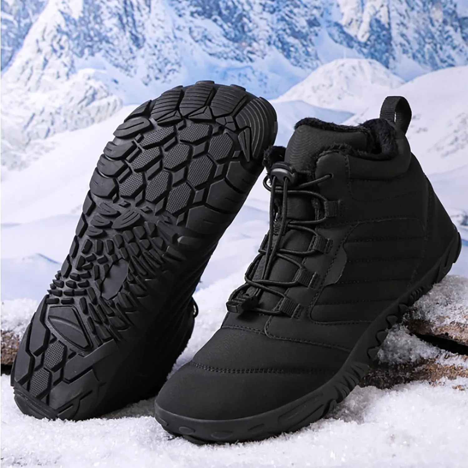 Men's Work Boots Waterproof Hiking Sneakers Fur Lined Ankle Boot Safety Toe Shoes for Women Comfortable Platform Sneakers Lightweight Safety Hike Grounded Footwear