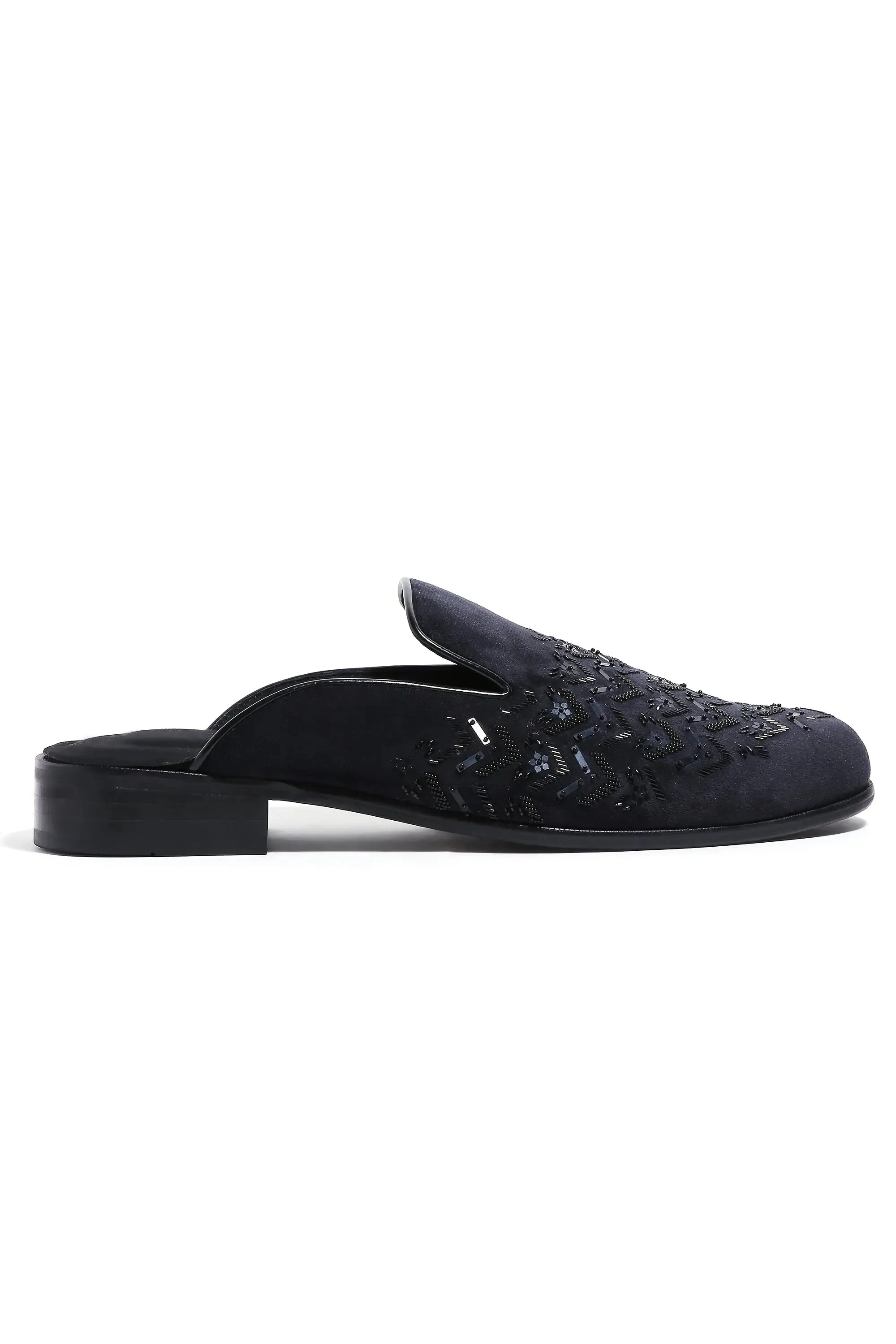 Midnight Geometry Velvet Mules