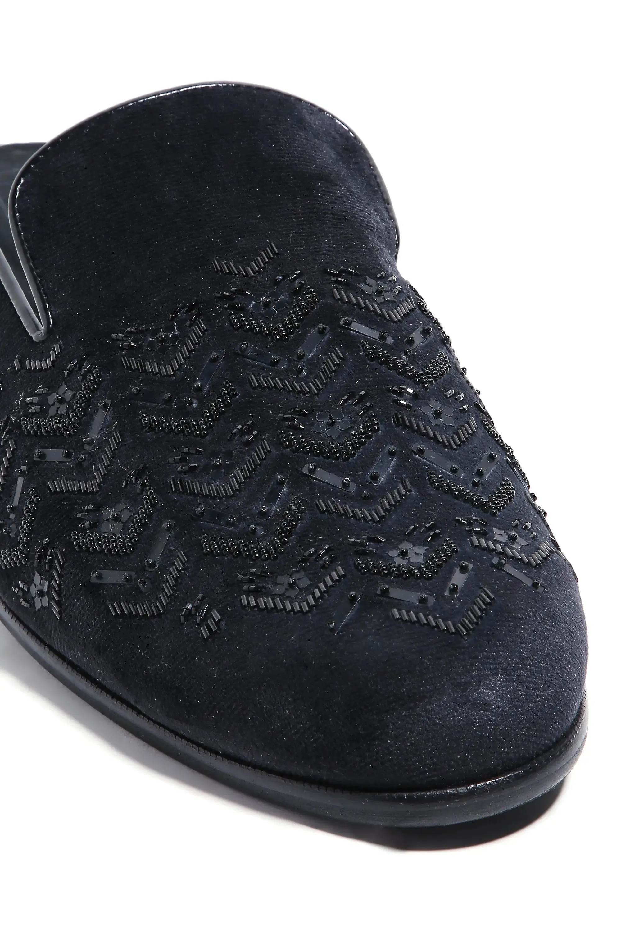 Midnight Geometry Velvet Mules