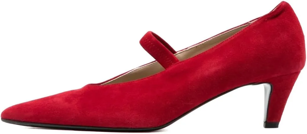 miss left Women Elastic Strap Closed Pointed Toe Pumps Slip On Low Heel Mary Janes Chic Dance Fancy Ballroom Shoes Size 4-16 US