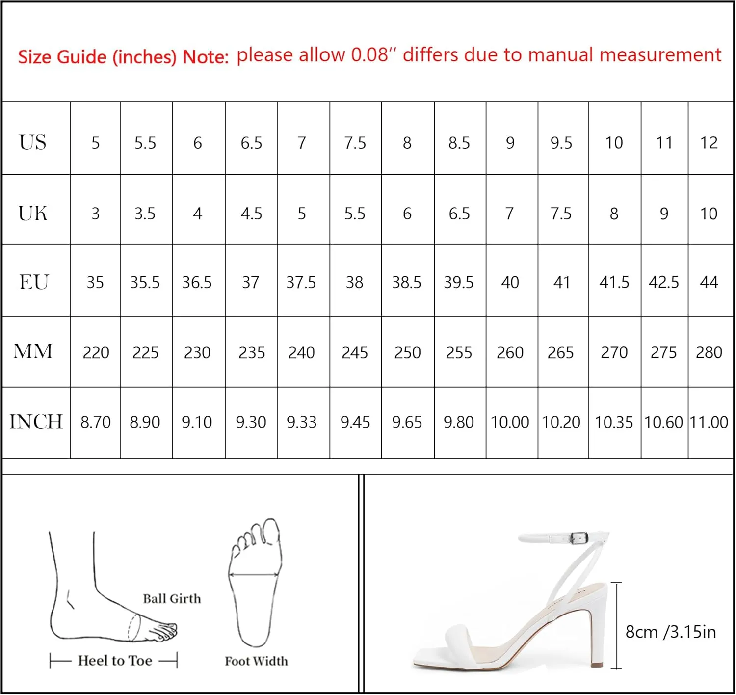 Modatope Womens Heels Square Open Toe Strappy High Heels Ankle Strap Heeled Sandals for Women Party Wedding Daily Wear