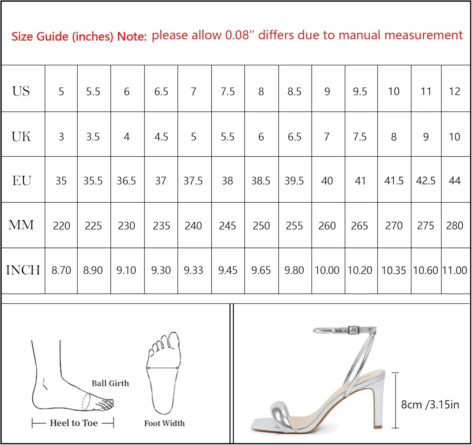 Modatope Womens Heels Square Open Toe Strappy High Heels Ankle Strap Heeled Sandals for Women Party Wedding Daily Wear