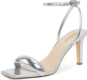 Modatope Womens Heels Square Open Toe Strappy High Heels Ankle Strap Heeled Sandals for Women Party Wedding Daily Wear