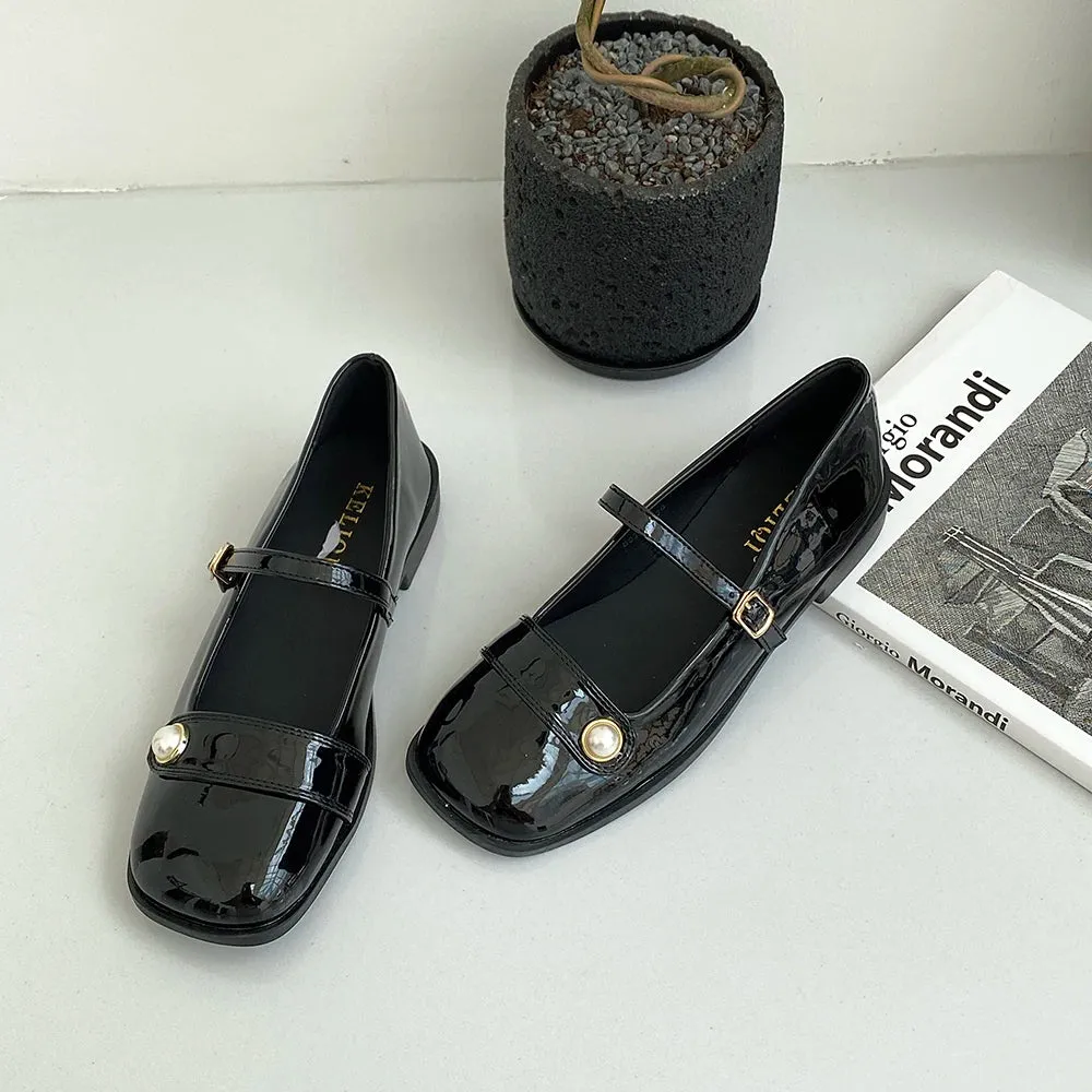 Mqtime Square Toe Women Flats Loafers New Arrivals Black Silver Red Patent Leather Rivet Design Flat Low Heels Autumn Spring Shoes