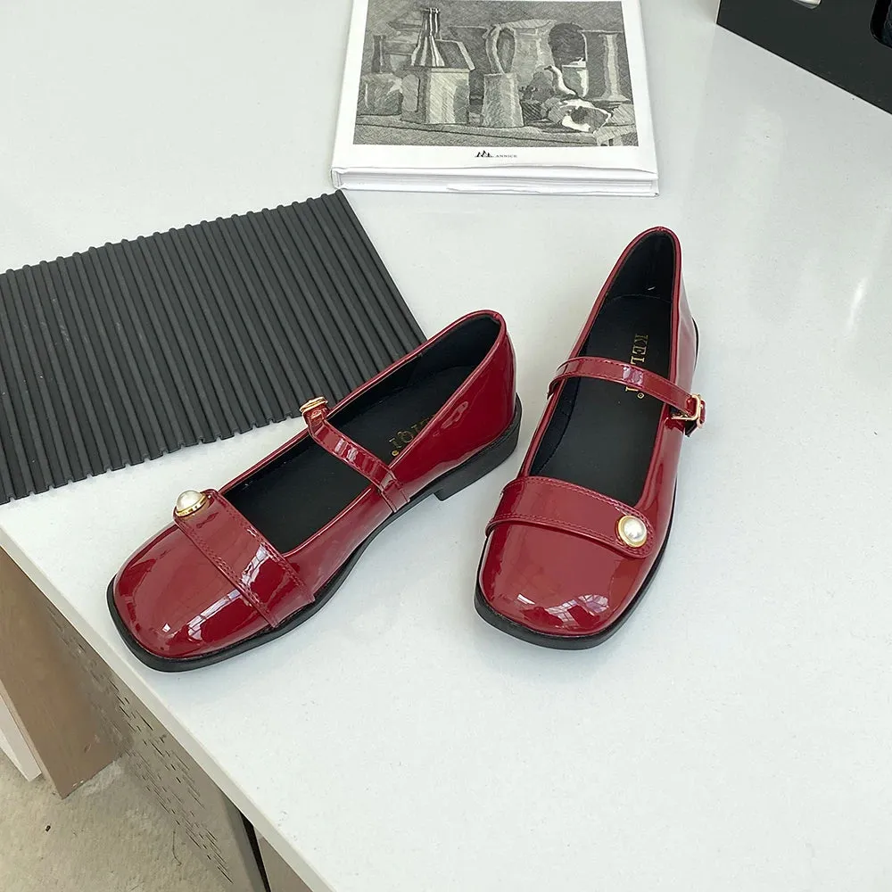 Mqtime Square Toe Women Flats Loafers New Arrivals Black Silver Red Patent Leather Rivet Design Flat Low Heels Autumn Spring Shoes