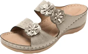 Orthopedic Sandals for Women Comfortable Open Toe Slip On Wedge Slippers Casual Soft Cushion Yoga Mat Shoes Lightweight Non-Slip Summer Beach Slippers