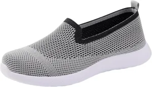 Orthopedic Walking Shoes for Women,Woven Orthopedic Breathable Walking Sneaker Non-Slip Arch Support Slip on Shoes