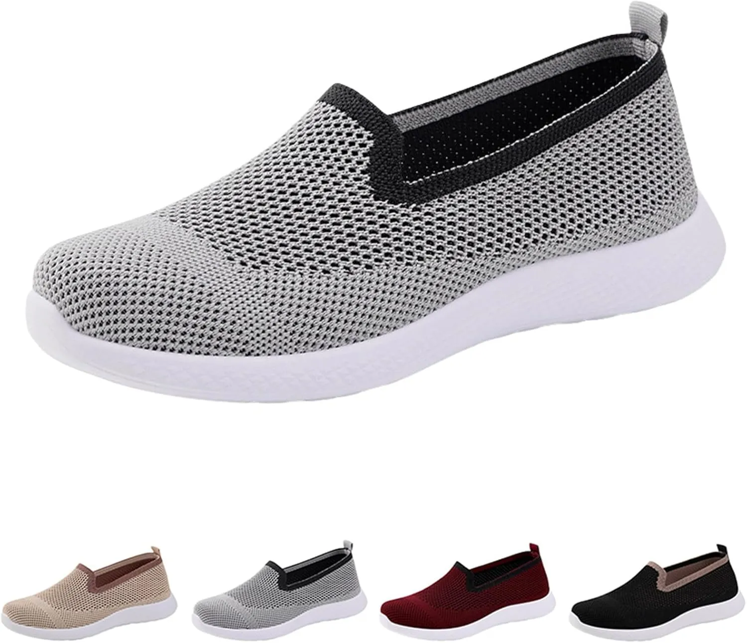 Orthopedic Walking Shoes for Women,Woven Orthopedic Breathable Walking Sneaker Non-Slip Arch Support Slip on Shoes