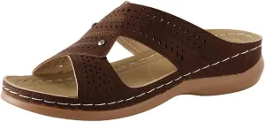 Orthopedic Wedge Sandals for Women 2025 Comfortable Open Toe Slip-On Casual Walking Platform Sandals Hollow Breathable Beach Low Wedge Slippers Indoor Outdoor