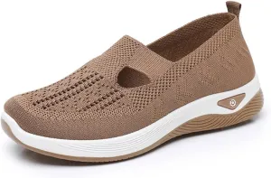 Orthowalk Womens Shoes Woven Arch Support Slip-On Sneakers Breathable Soft Indoor Outdoor Casual Walking Anti-Skid Sport Shoe