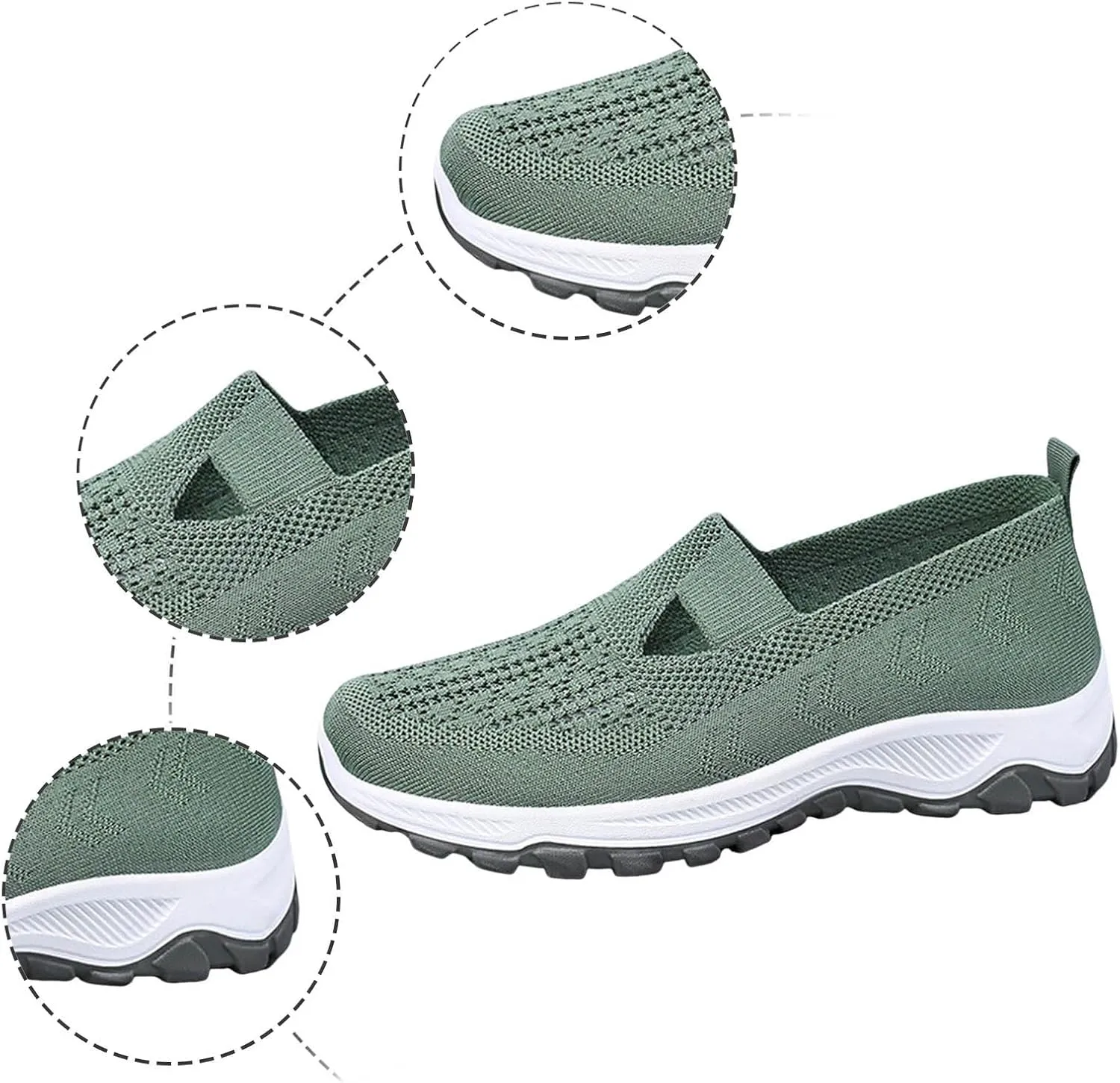 Orthowalk Womens Shoes Woven Arch Support Slip-On Sneakers Breathable Soft Indoor Outdoor Casual Walking Anti-Skid Sport Shoe