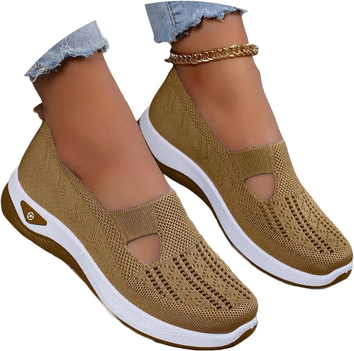 Orthowalk Womens Shoes Woven Arch Support Slip-On Sneakers Breathable Soft Indoor Outdoor Casual Walking Anti-Skid Sport Shoe