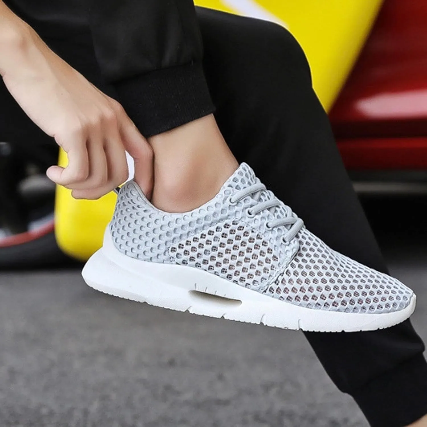 Outdoor Jogging Sneaker for Men Lightweight Breathable Walking Shoe Gym Tennis Hook and Loop Orthopedic Sneakers