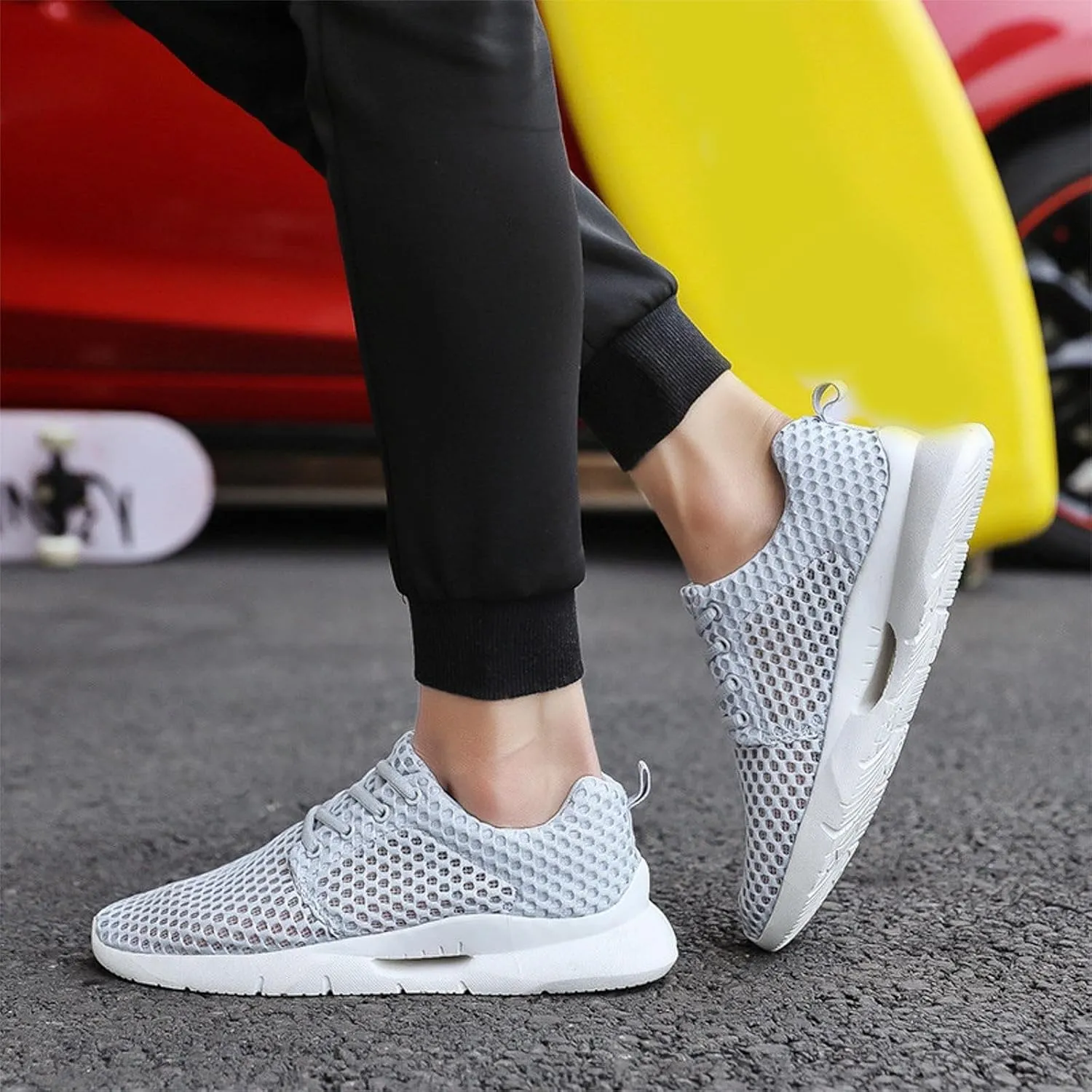 Outdoor Jogging Sneaker for Men Lightweight Breathable Walking Shoe Gym Tennis Hook and Loop Orthopedic Sneakers