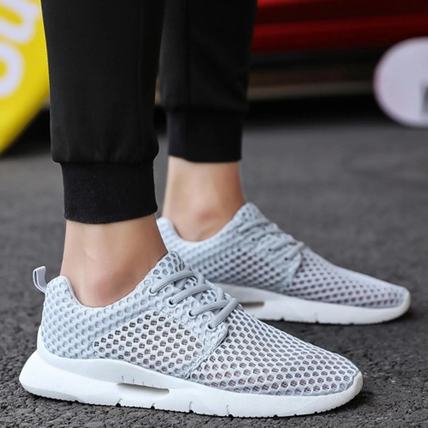 Outdoor Jogging Sneaker for Men Lightweight Breathable Walking Shoe Gym Tennis Hook and Loop Orthopedic Sneakers