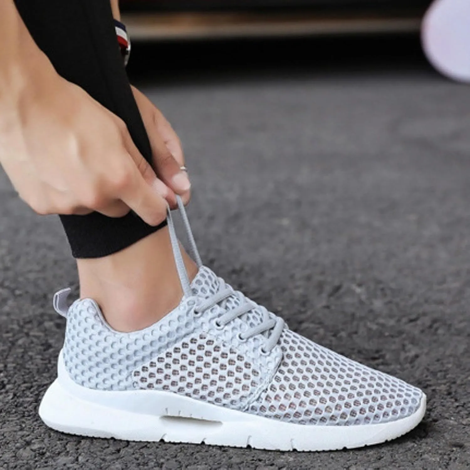 Outdoor Jogging Sneaker for Men Lightweight Breathable Walking Shoe Gym Tennis Hook and Loop Orthopedic Sneakers