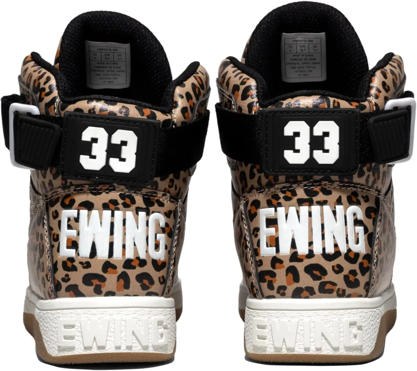 PATRICK EWING ATHLETICS Women's 33 HI ORION Leopard Sneakers  Retro Hybrid Design, Vegan Upper