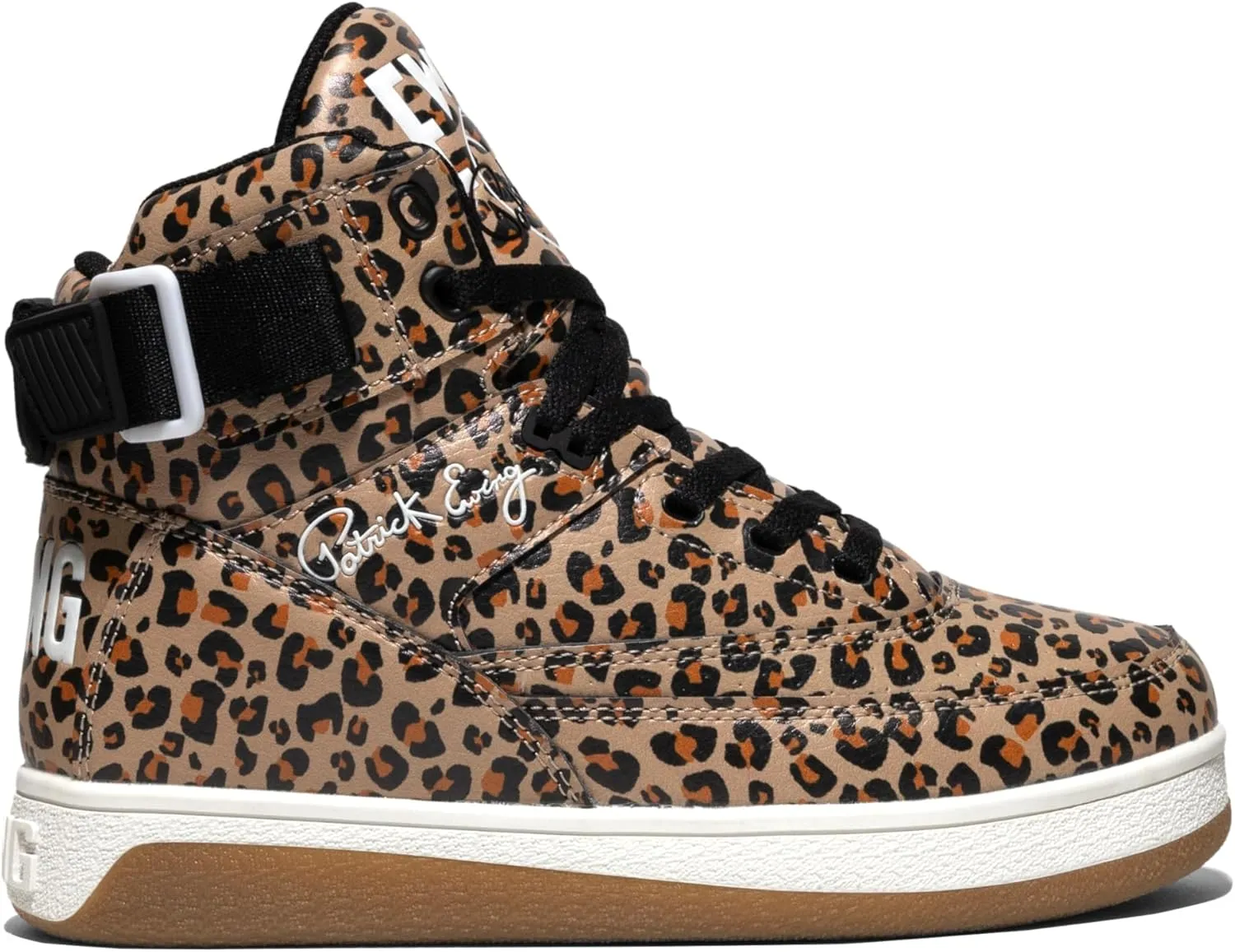PATRICK EWING ATHLETICS Women's 33 HI ORION Leopard Sneakers  Retro Hybrid Design, Vegan Upper
