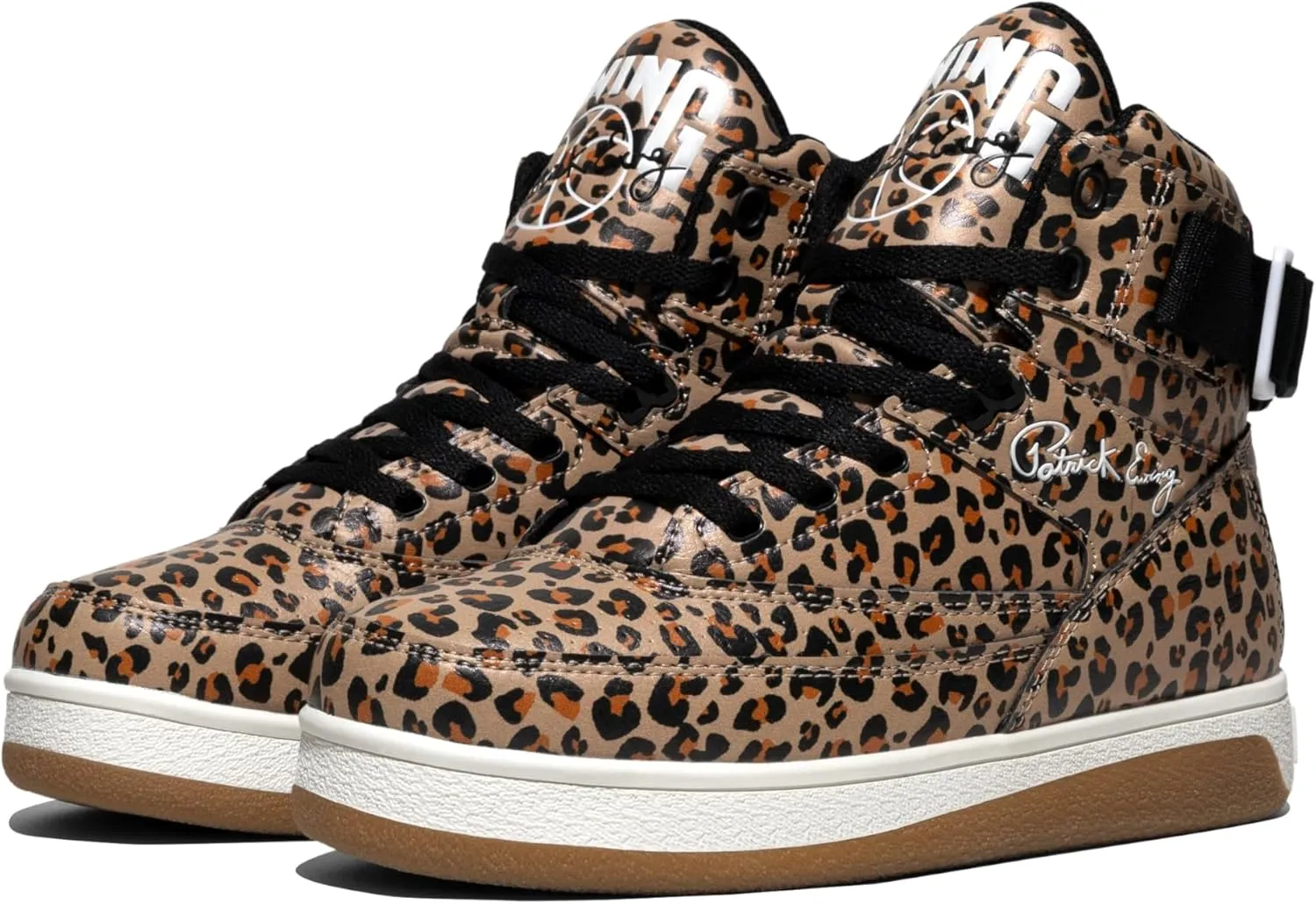 PATRICK EWING ATHLETICS Women's 33 HI ORION Leopard Sneakers  Retro Hybrid Design, Vegan Upper