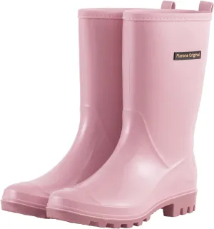 planone Mid Calf Waterproof Rain Boots For Women Anti-Slipping Garden Shoes Comfortable Insoles Stylish Light Rain Shoes Outdoor Work Shoes