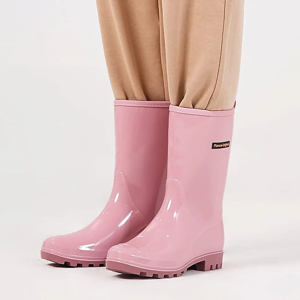 planone Mid Calf Waterproof Rain Boots For Women Anti-Slipping Garden Shoes Comfortable Insoles Stylish Light Rain Shoes Outdoor Work Shoes