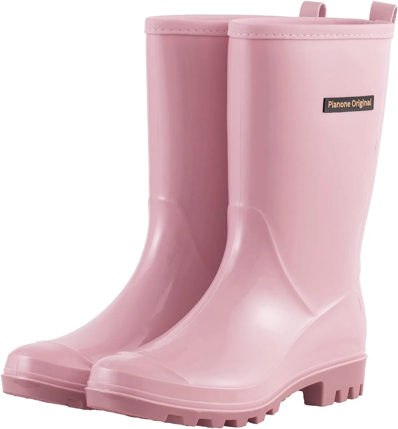 planone Mid Calf Waterproof Rain Boots For Women Anti-Slipping Garden Shoes Comfortable Insoles Stylish Light Rain Shoes Outdoor Work Shoes