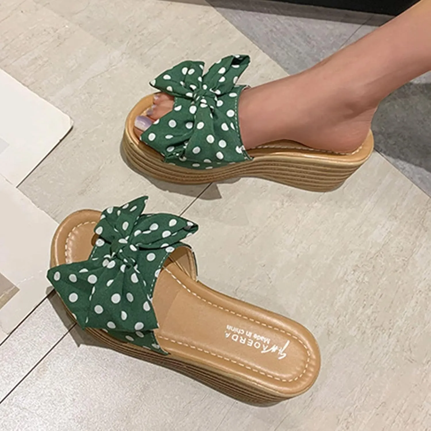 Platform Wedge Sandals for Womens High Heeled Bow-Knot Flip Flops Slip on Classic Beach Espadrilles Open Toe Stylish Arch Support Comfortable Shoes