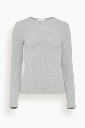 Quincy Long Sleeve Fitted Crewneck in Heather Grey