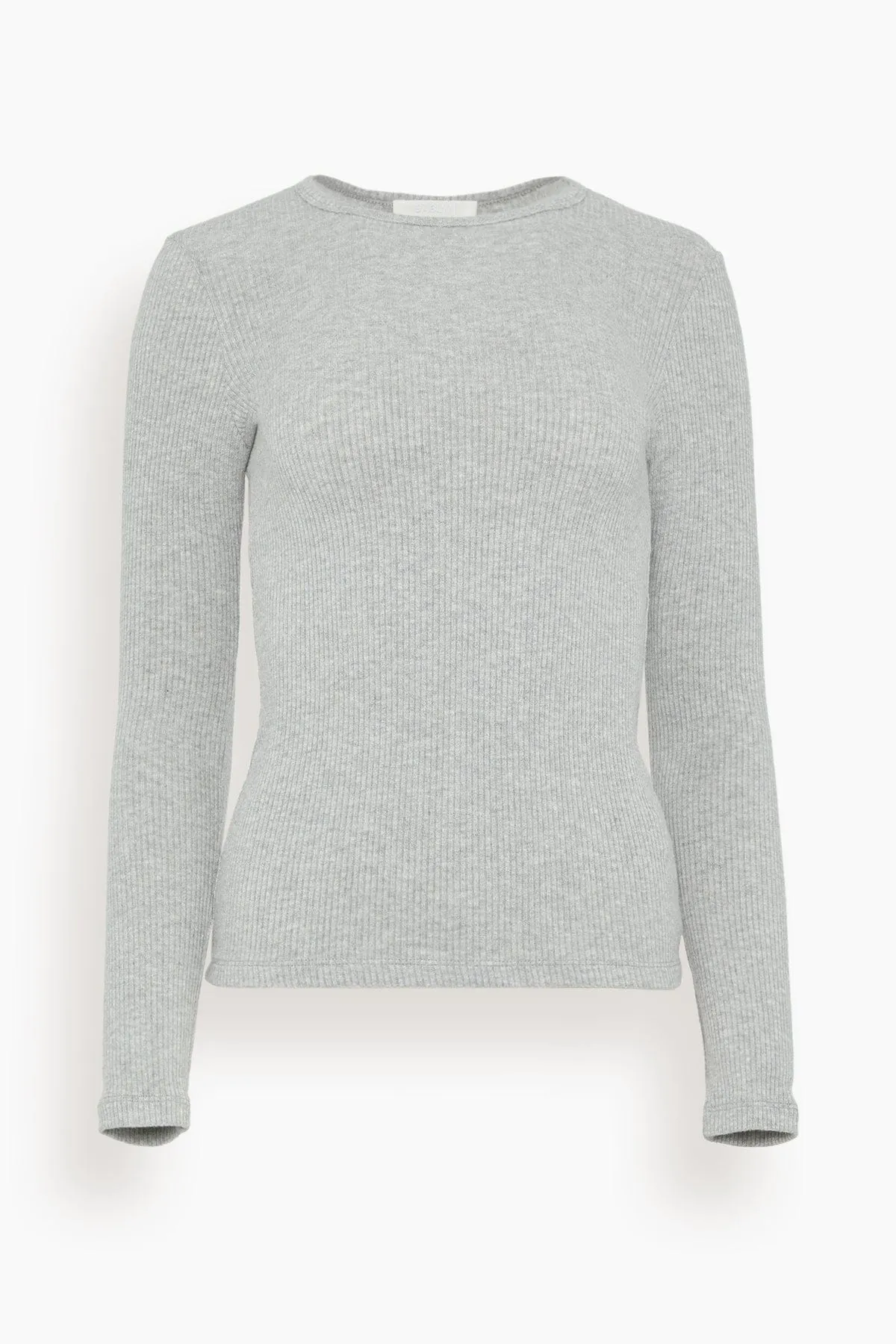 Quincy Long Sleeve Fitted Crewneck in Heather Grey
