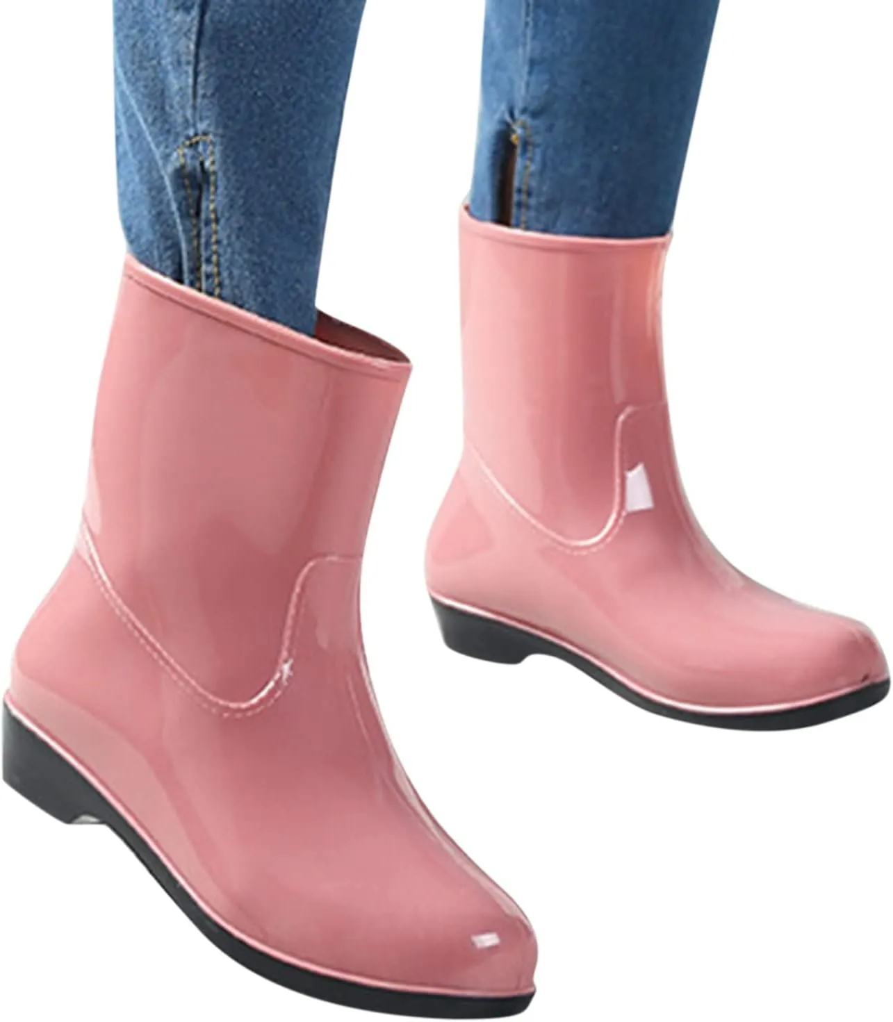 Rain Boots for Women Waterproof Mid Calf Rain Boots Garden Shoes Outdoor Rubber Shoes for Hunting Gardening Farming