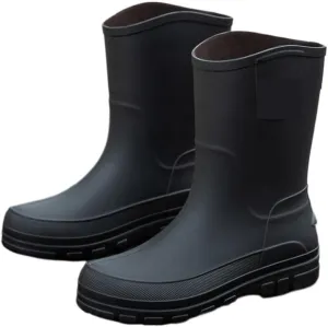 Rain Boots Rainboots Men's Non Slip Waterproof Mid Tube Rain Boots Work Rubber Shoes Fishing Water Shoes Rain Boots for Outdoor(Black,43)