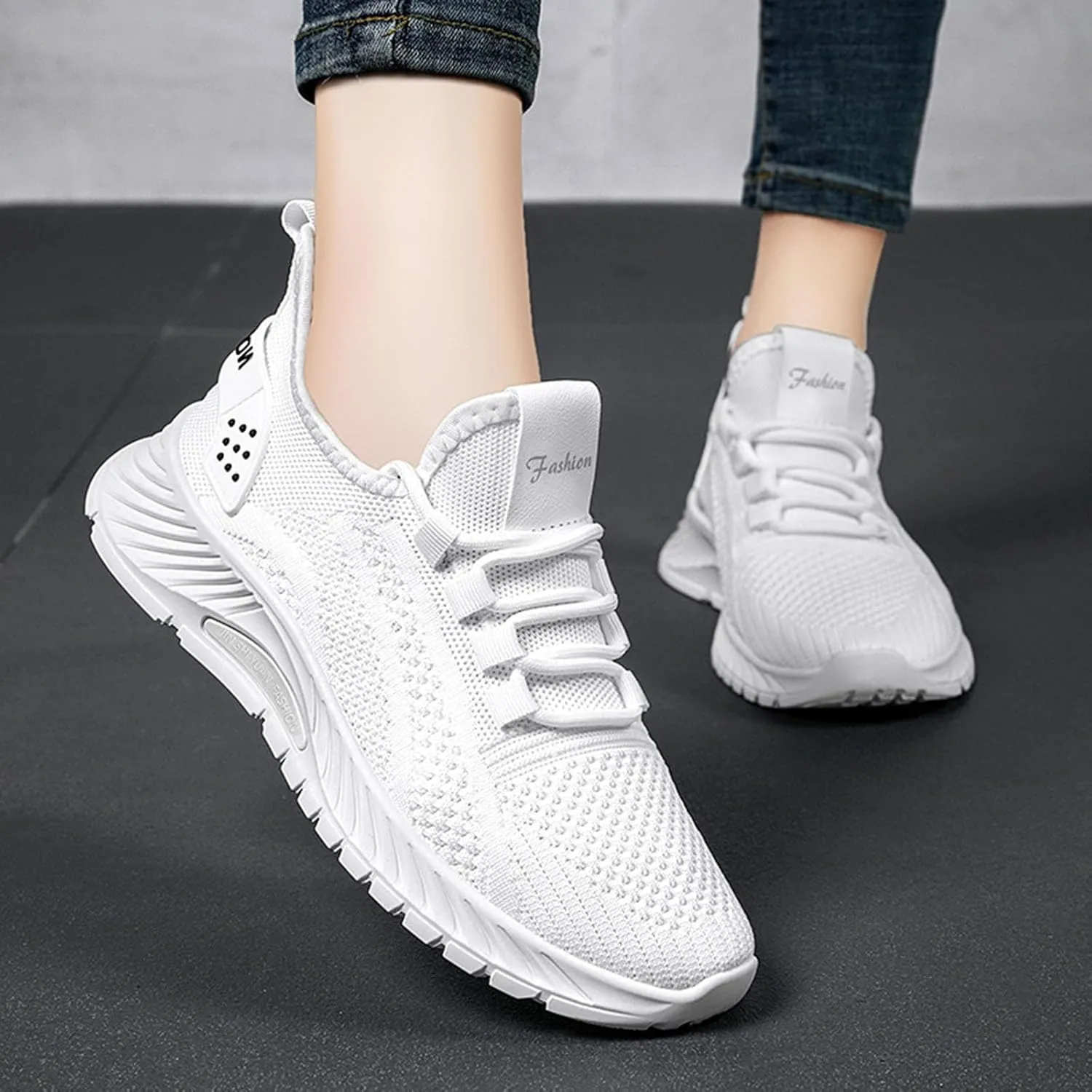 Slip on Sneakers for Women Chunky Fashion Sneakers Platform Lace-Up Comfortable Sneakers Casual Walking Shoes