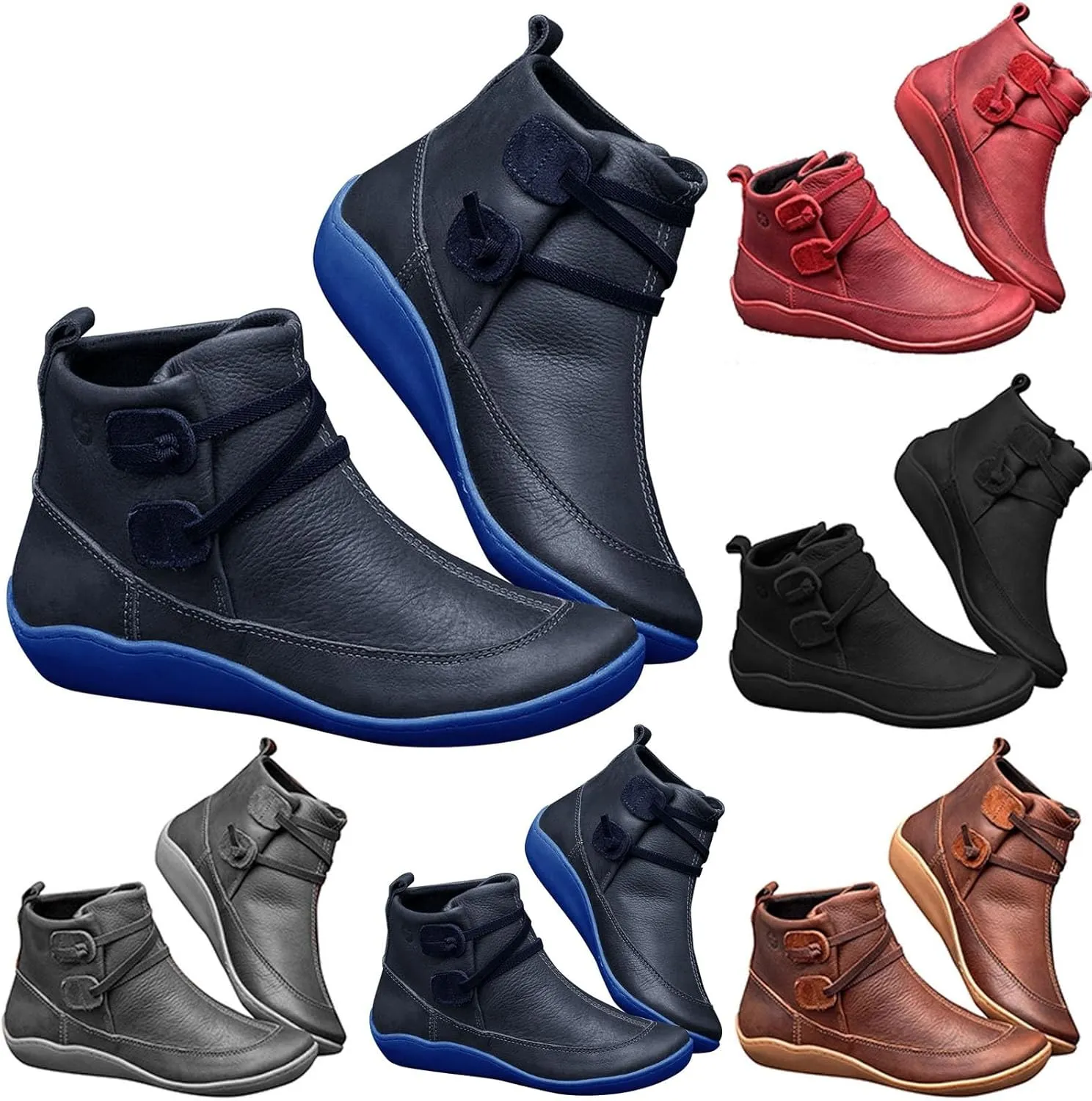 Snow Boots for Women Ankle Heel Booties for Women Womens Cowgirl Boots Square Toe Womens Bootie Round Toe Non Slip Slip On Closed Toe Wide Fit Available