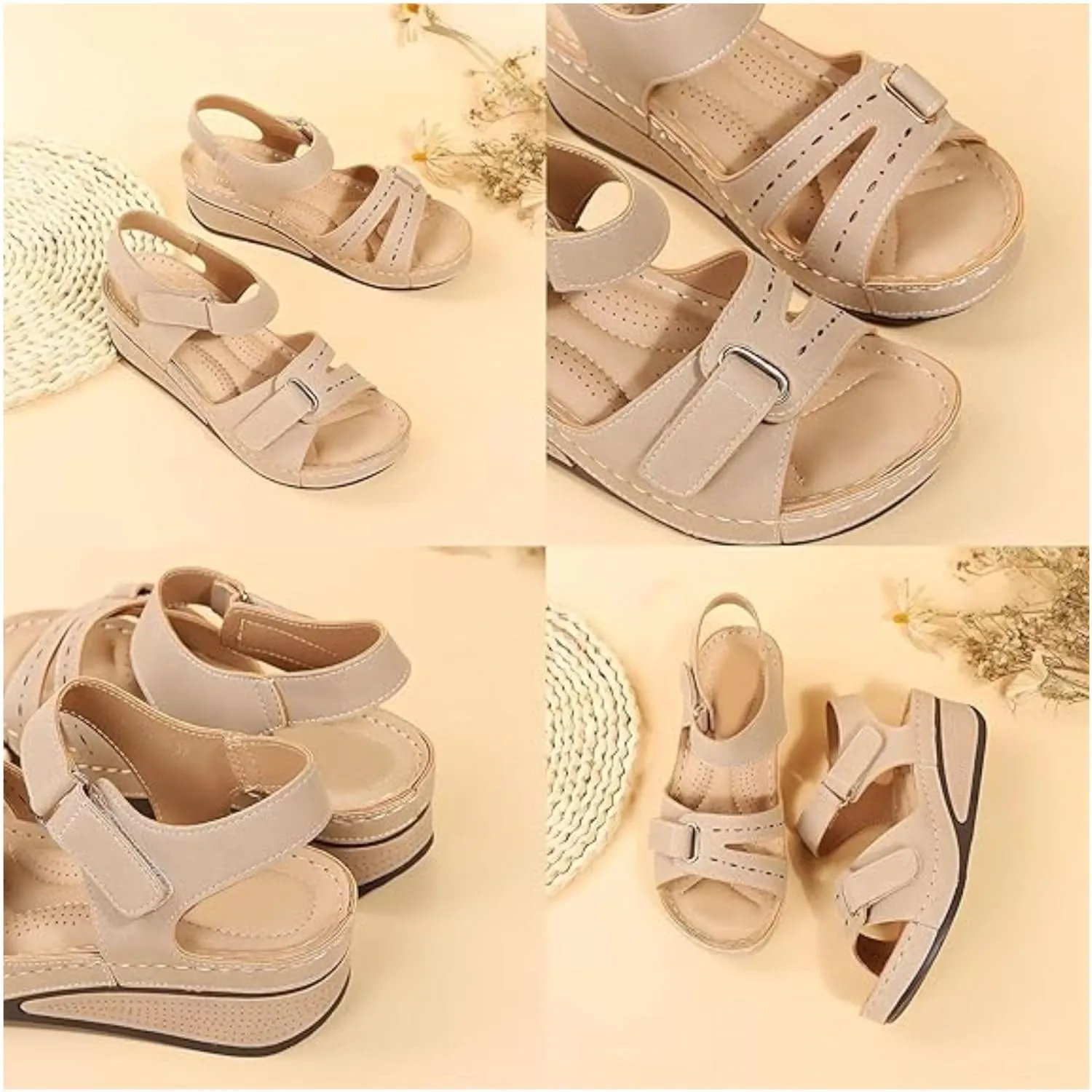 Soft & Stylish Wedge Sandals for Effortless Comfort Orthopedic Sandals with Arch Support Dressy Summer Comfortable Walking Sandal Ankle Strap Summer Shoes Slip On Sandal for Plantar Fasciitis
