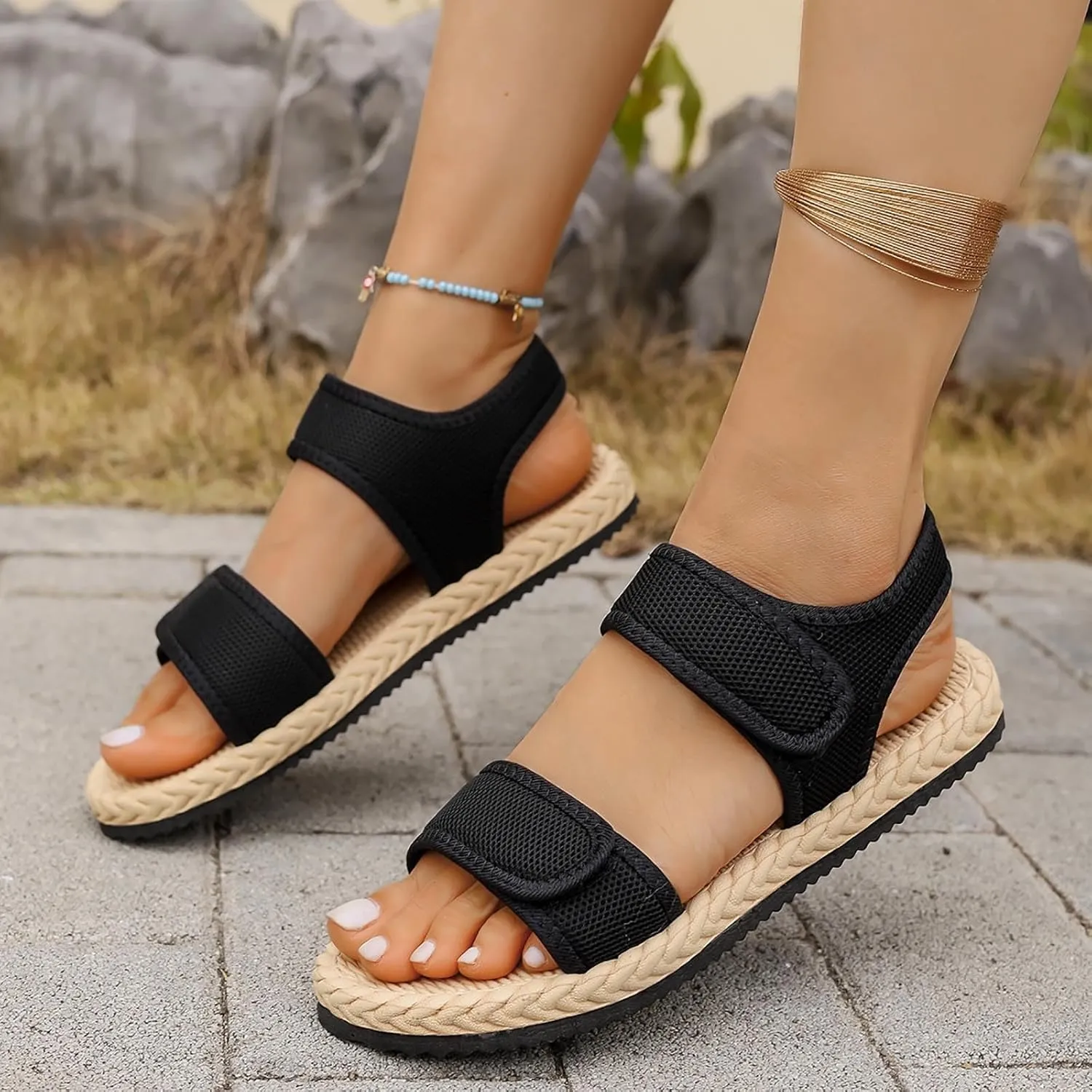 Stylish Women's Sandals Casual Open Toe Adjustable Strap Flat Footwear Perfect for Everyday Wear Beach Outings and Relaxing Vacations