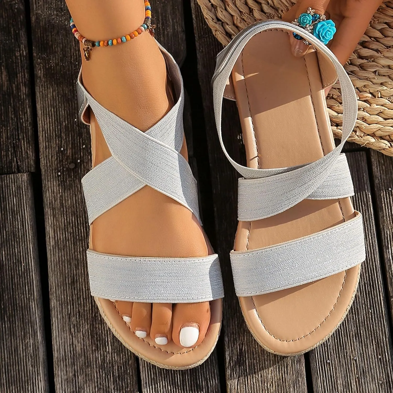 Stylish Women's Sandals - Casual Open Toe Footwear Perfect for Everyday Use Vacation Beach and Date Outfits Summer Flat Design