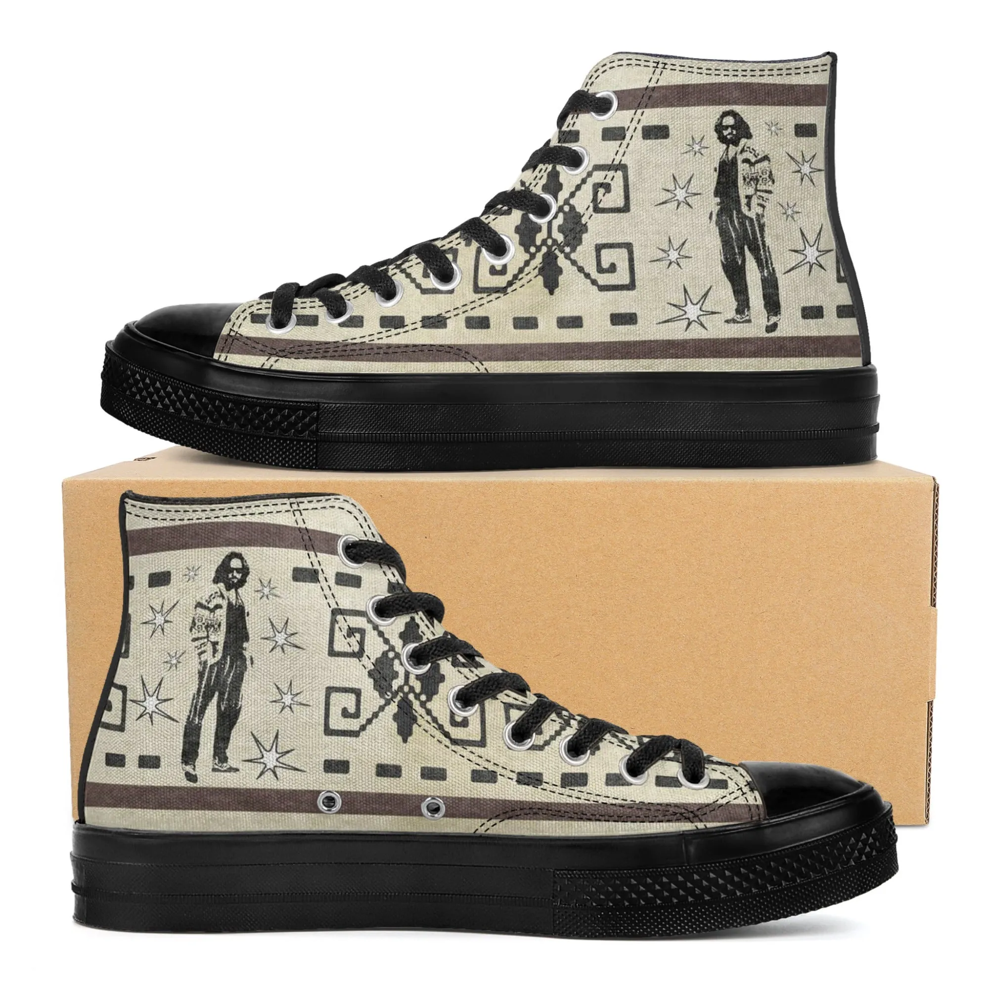 The Dude's High Top Canvas Sneakers w/ Iconic Lebowski Silhouette