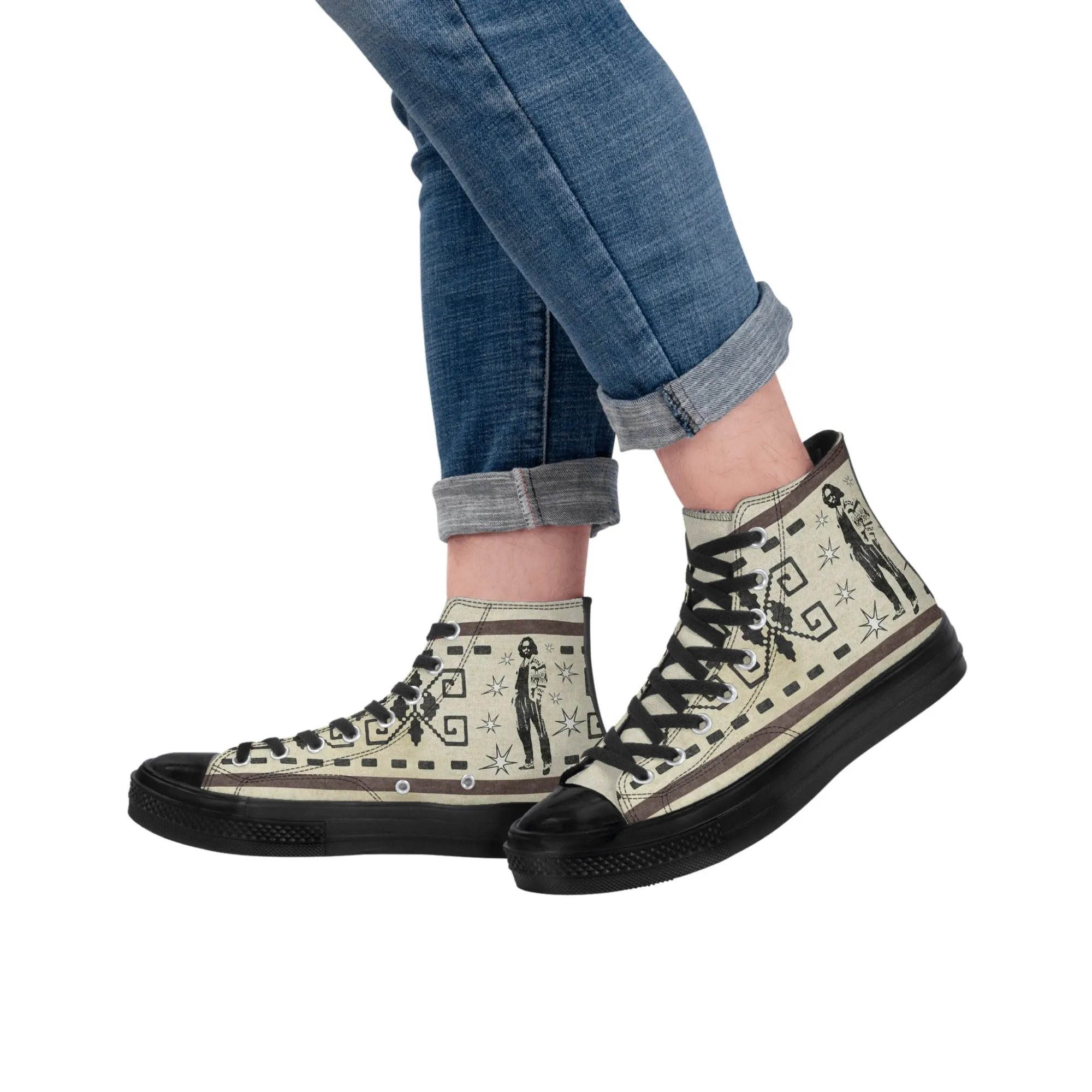 The Dude's High Top Canvas Sneakers w/ Iconic Lebowski Silhouette
