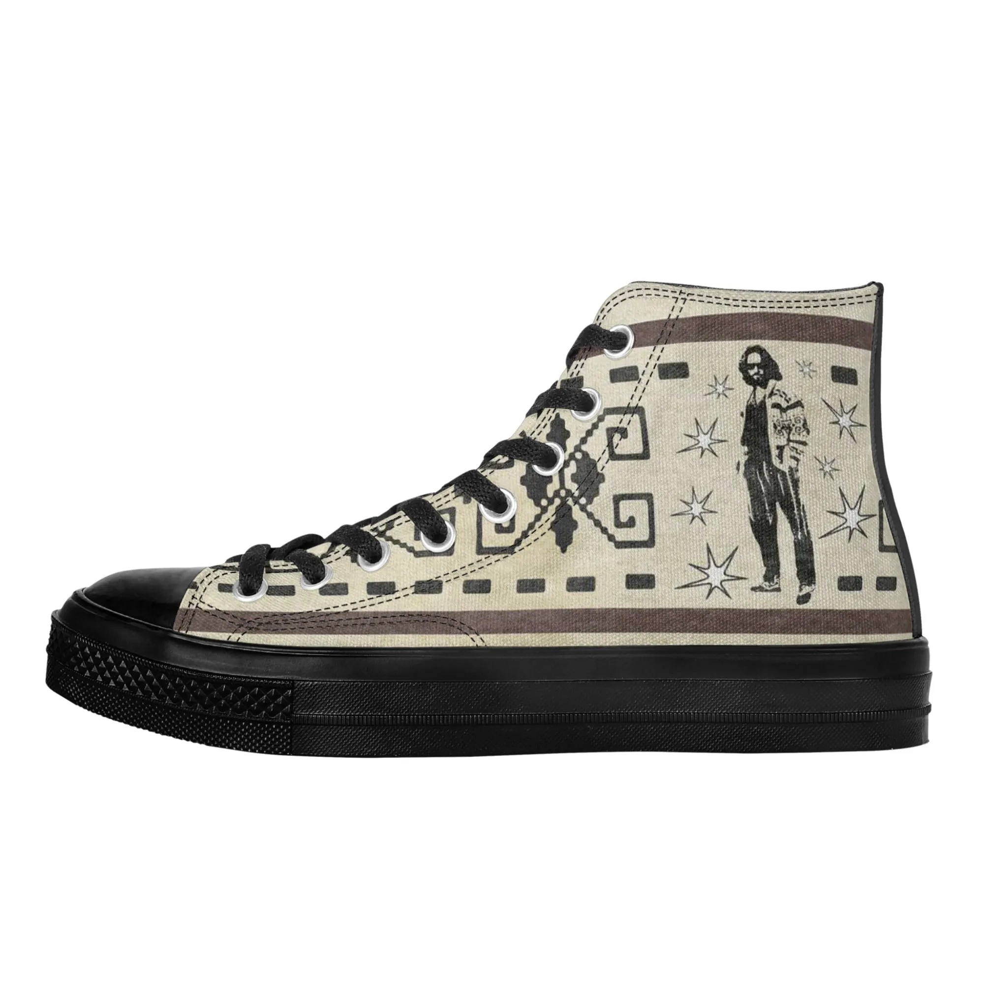 The Dude's High Top Canvas Sneakers w/ Iconic Lebowski Silhouette