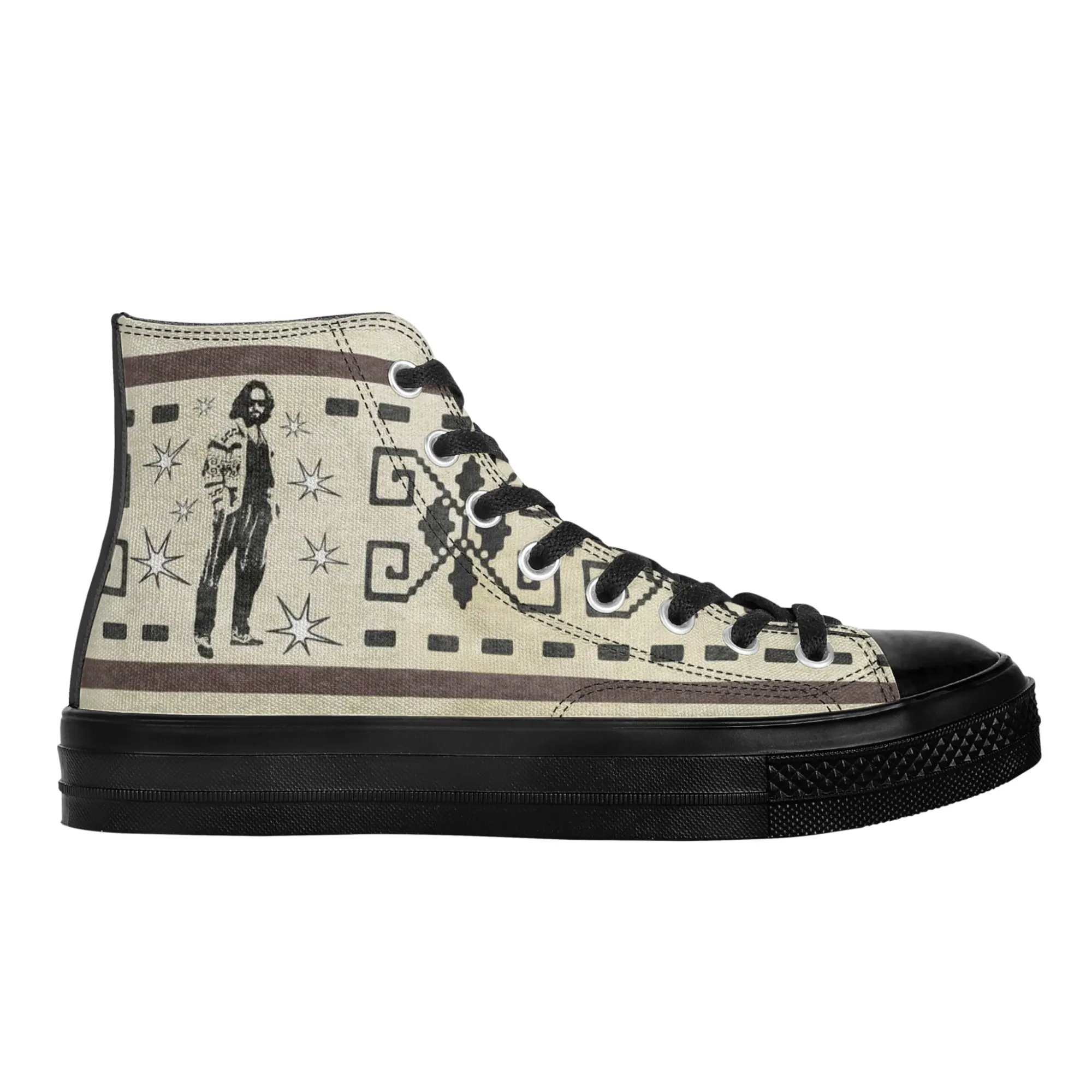 The Dude's High Top Canvas Sneakers w/ Iconic Lebowski Silhouette