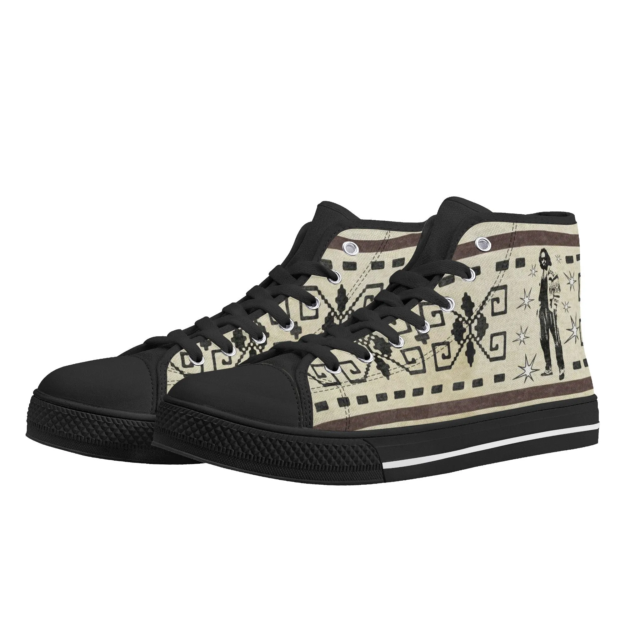 The Dude's High Top Canvas Sneakers w/ Lebowski Icon
