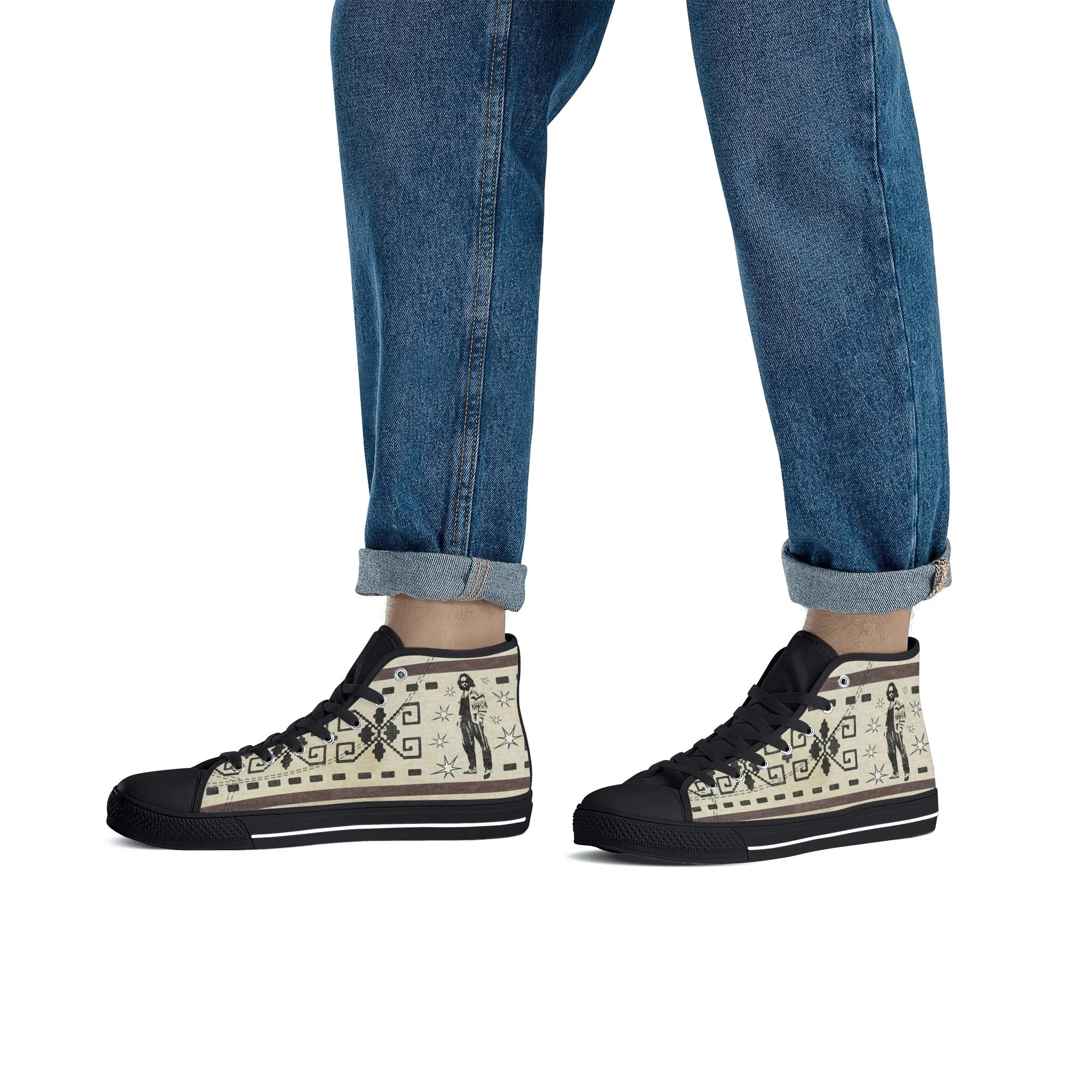 The Dude's High Top Canvas Sneakers w/ Lebowski Icon