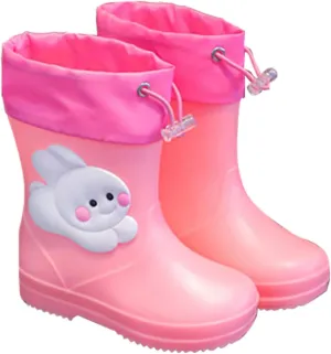 Toddler Bunny Rain Boots for Girls Rubber Boots Waterproof Lightweight Unisex Child Rainboots Cute Cartoon Shoes