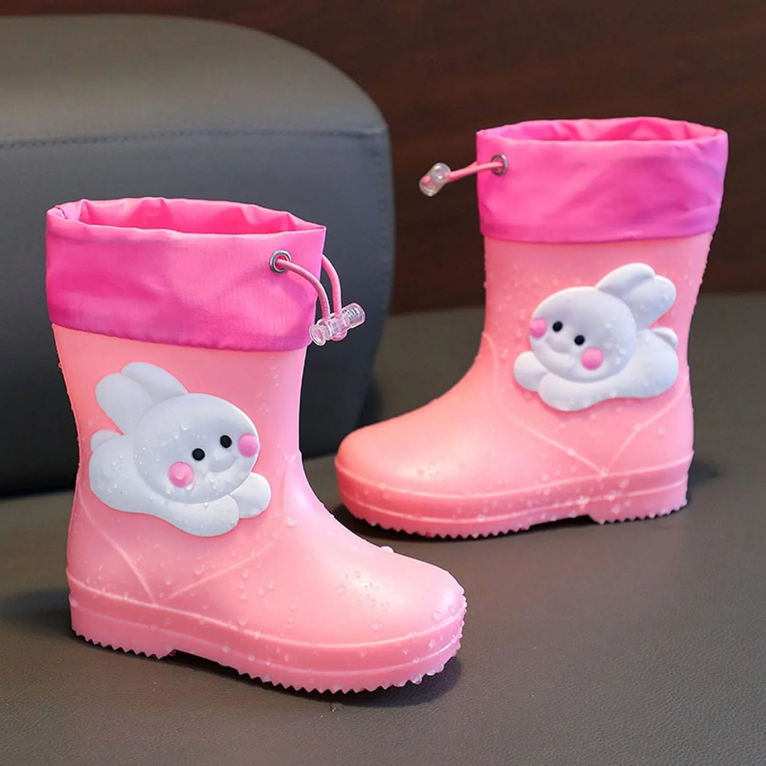 Toddler Bunny Rain Boots for Girls Rubber Boots Waterproof Lightweight Unisex Child Rainboots Cute Cartoon Shoes