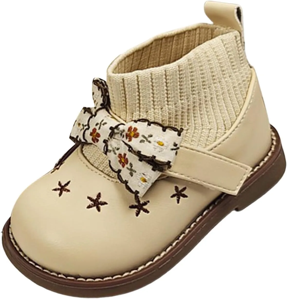 Toddler Cute Bow Booties Soft Sole Leather Sock Shoes Baby Boys Girls Open Toe Non Slip Boots Light Breathable Shoes