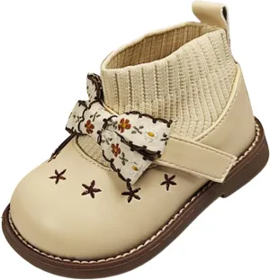 Toddler Cute Bow Booties Soft Sole Leather Sock Shoes Baby Boys Girls Open Toe Non Slip Boots Light Breathable Shoes
