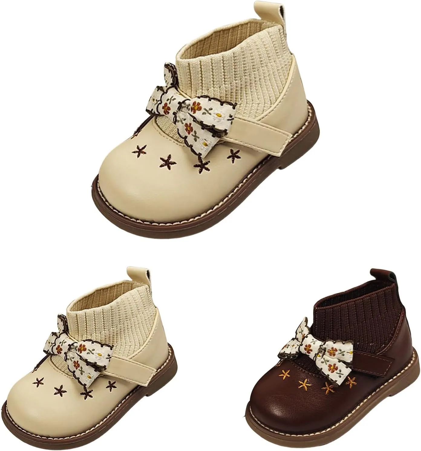 Toddler Cute Bow Booties Soft Sole Leather Sock Shoes Baby Boys Girls Open Toe Non Slip Boots Light Breathable Shoes